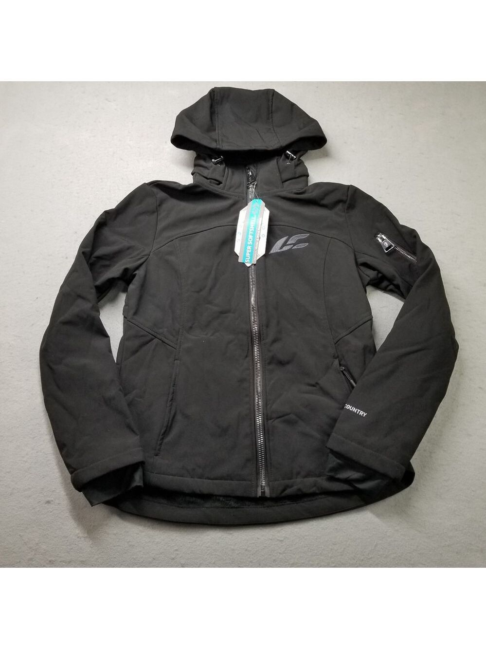 Free Country Life Church Jacket Womens Size S Black Hooded Full Zip Softshell